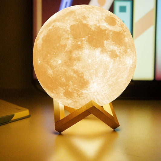 Moon Lamp Goodfeel 4.9in 16 Colors LED 3D Print Moon Light with Stand